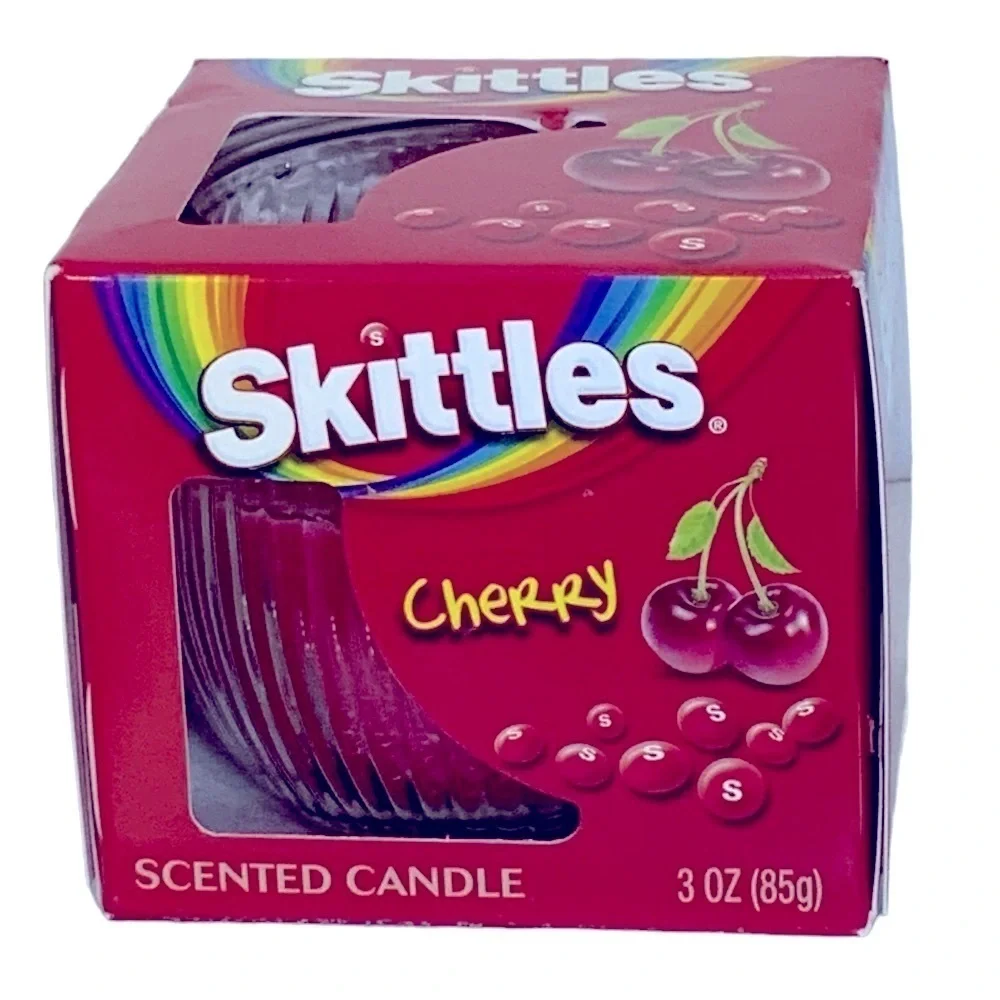 Skittles Candle Cherry Scented in Glass Container 3 OZ each 2 Piece Lot